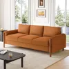 Streamdale Furniture Streamdale 83.86" 3-seater Sofa, Curved Armrest, Teddy Velvet, Solid Wood Legs & Frame, Green