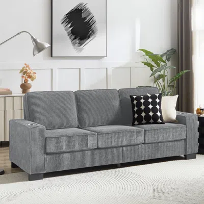 Streamdale Furniture Streamdale 83.86"corduroy Fabric Sofa,modern Compressed Couch,3-seater Sofa, Furniture For Living Ro