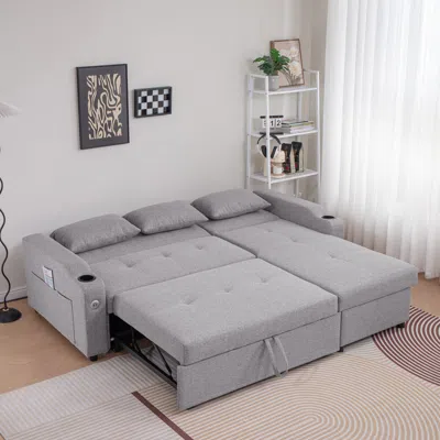 Streamdale Furniture Streamdale 84" Adjustable Sofa Bed With Storage & Usb, Convertible To L-shape