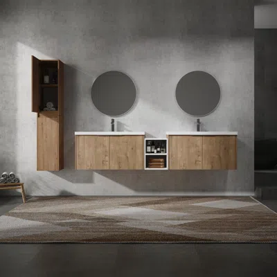 Streamdale Furniture Streamdale 84" Wall-mounted Bathroom Vanity, Sink, & Side Cabinet