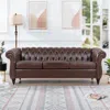 Streamdale Furniture Streamdale 84.65" Pu Rolled Arm Chesterfield Three Seater Sofa