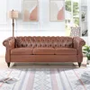 Streamdale Furniture Streamdale 84.65" Pu Rolled Arm Chesterfield Three Seater Sofa