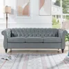 Streamdale Furniture Streamdale 84.65" Rolled Arm Chesterfield 3 Seater Sofa In Gray