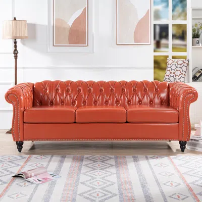 Streamdale Furniture Streamdale 84.65" Rolled Arm Chesterfield 3 Seater Sofa