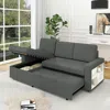 Streamdale Furniture Streamdale 85.8" Pull Out Sleeper Sofa L-shaped Couch Convertible Sofa Bed With Storage Chaise And S