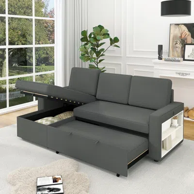 Streamdale Furniture Streamdale 85.8" Pull Out Sleeper Sofa L-shaped Couch Convertible Sofa Bed With Storage Chaise And S