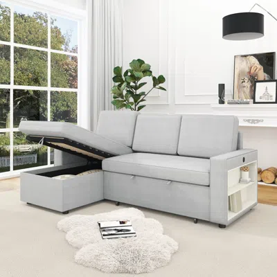 Streamdale Furniture Streamdale 85.8" Pull Out Sleeper Sofa L-shaped Couch Convertible Sofa Bed With Storage Chaise And S
