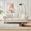 Streamdale Furniture Streamdale 86" Modern 3-seater Chenille Sofa With Rolled Arms & Nailhead Trim - Beige In White