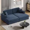 Streamdale Furniture Streamdale 86.5" Oversized Corduroy Sofa Bed With Usb & Cup Holders, Pillows