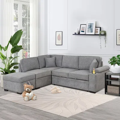 Streamdale Furniture Streamdale 87.4" Sleeper Sofa Bed In Gray
