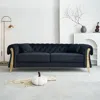 Streamdale Furniture Streamdale 89" Chesterfield Tufted Velvet Sofa - Black