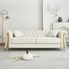 Streamdale Furniture Streamdale 89" Chesterfield Tufted Velvet Sofa, Beige