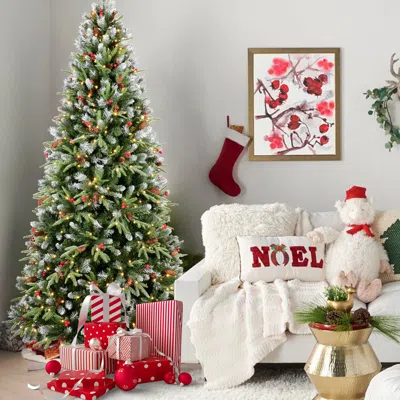 Streamdale Furniture Streamdale 8ft 600 Warm White Led Christmas Tree 2850 Snow-tipped Branches Berries Cones In Multi
