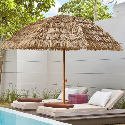 Streamdale Furniture Streamdale 8'thatch Patio Tiki Umbrella Tropical Palapa Raffia Tiki Hut Hawaiian Hula Beach Umbrella