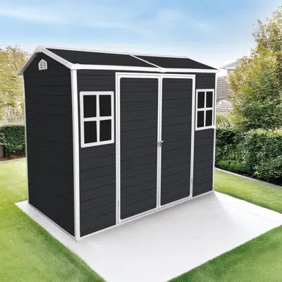 Streamdale Furniture Streamdale 8x4ft Resin Garden Shed, Outdoor Storage For Tools, Bikes, Trash, Lockable Door, Black