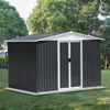 Streamdale Furniture Streamdale 8x6 Feet Apex Roof Dark Grey Aluminum Alloy Frame Garden Shed With Sliding Door