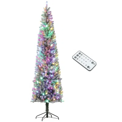 Streamdale Furniture Streamdale 9 Ft Pre-lit Pencil Christmas Tree With 310 Dual Color Led Lights Green In Multi