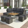 Streamdale Furniture Streamdale 9 Piece Outdoor Patio Furniture Set With Coffee Table & Ottomans