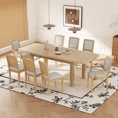 Streamdale Furniture Streamdale 9-piece Rustic Dining Set With Extendable Table