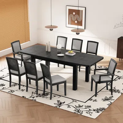 Streamdale Furniture Streamdale 9-piece Rustic Dining Set With Extendable Table