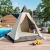Streamdale Furniture Streamdale 90" Outdoor Wicker Sunbed With Cushions And Canopy