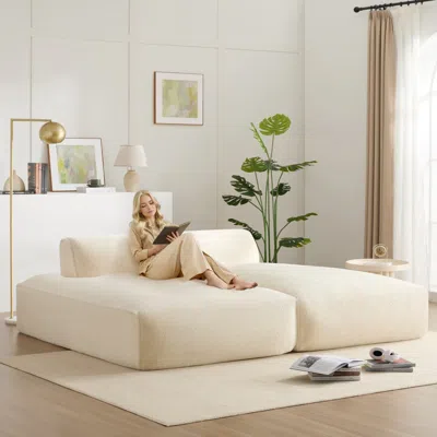 Streamdale Furniture Streamdale 90" Oversized Modular Sectional Sofa Bed, Foam-filled, 3 Colors In Neutral