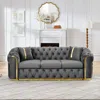 Streamdale Furniture Streamdale 90" Velvet Button Tufted Chesterfield Sofa - Gray