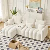 Streamdale Furniture Streamdale 92" Teddy Fur Corner Sofa W/ Usb, Console & Table - Large Cushioned Sofa