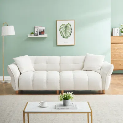 Streamdale Furniture Streamdale 93" Teddy Sofa With Pillows, 3-seat For Living Spaces - Beige