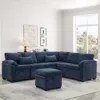Streamdale Furniture Streamdale 97" L-shaped Chenille Sectional Sofa With Ottoman - Dark Blue