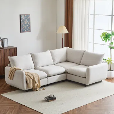 Streamdale Furniture Streamdale 99" 4-piece L-shaped Modular Sectional Sofa In White