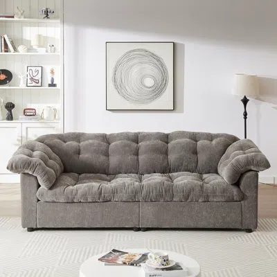Streamdale Furniture Streamdale 99" Chenille Deep Seat Sofa - Grey