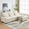 Streamdale Furniture Streamdale 99" Cloud Sectional Sofa, Chenille L-shape Couch With Ottoman, Beige In Neutral
