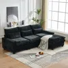Streamdale Furniture Streamdale 99" Cloud Sectional Sofa, Chenille L-shape Couch With Ottoman, Black In Black