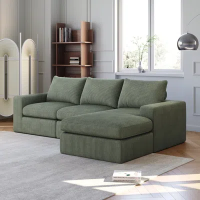 Streamdale Furniture Streamdale 99" Corduroy Sectional Sofa With Chaise & 3 Pillows