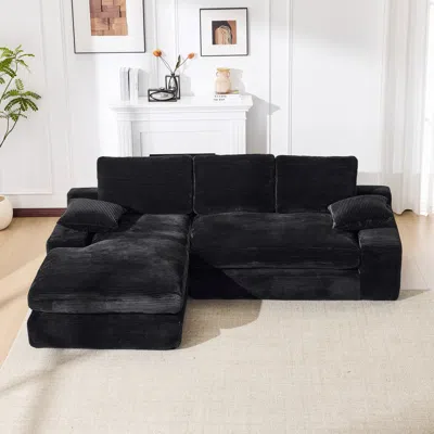 Streamdale Furniture Streamdale 99" Modular Sectional Sofa Set, Modern Minimalist Couch, Sleeper, Black