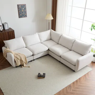 Streamdale Furniture Streamdale 99" Oversize 5-piece Modular L-shaped Sectional Sofa In White