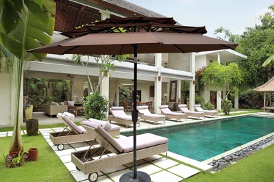 Streamdale Furniture Streamdale 9ft 3-tiers Outdoor Patio Umbrella With Crank And Tilt And Wind In Brown