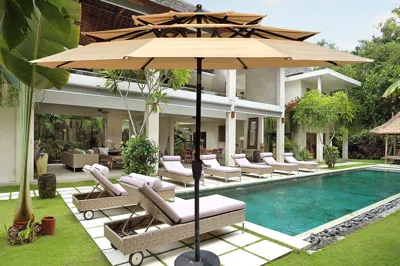 Streamdale Furniture Streamdale 9ft 3-tiers Outdoor Patio Umbrella With Crank And Tilt And Wind