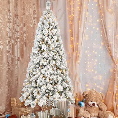 Streamdale Furniture Streamdale 9ft Flocked Christmas Tree W/ 750 Warm White Led Lights - 1964 Tips Snowy Pvc Hinged