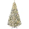 Streamdale Furniture Streamdale 9ft Snow Flocked Prelit Christmas Tree W/ 600 Warm White Led Lights In White