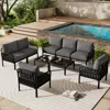 Streamdale Furniture Streamdale 9pc Patio Set, Modern Sectional With 2 Tables, Waterproof Cushions, Black & Gray