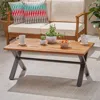 Streamdale Furniture Streamdale Acacia Coffee Table, Teak/rustic Metal, Brown/black, 18"h 27"w 43"l