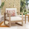 Streamdale Furniture Streamdale Acacia Patio Club Chair, Brown Wash, Beige Cushion, Waterproof