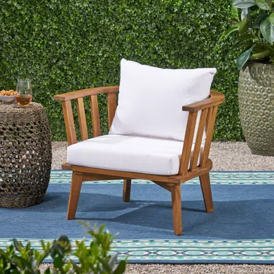 Streamdale Furniture Streamdale Acacia Patio Club Chair, Waterproof Cushions, 400lb Capacity