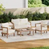 Streamdale Furniture Streamdale Acacia Patio Set, 4-piece, Cushions, Coffee Table, Brown Wash/beige