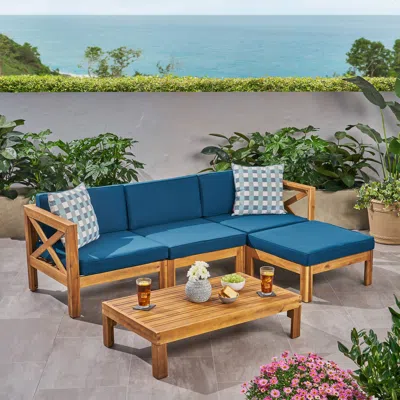 Streamdale Furniture Streamdale Acacia Sectional Sofa Set With Durable Cushions