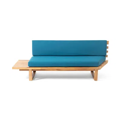 Streamdale Furniture Streamdale Acacia Wood 2-seater Sofa With Water-resistant Teal Cushions