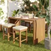 Streamdale Furniture Streamdale Acacia Wood 5-piece Outdoor Bar Set With Cushions In Brown