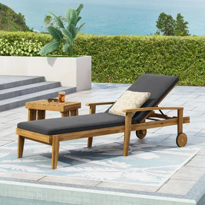 Streamdale Furniture Streamdale Acacia Wood Adjustable Outdoor Chaise Lounge With Water-resistant Cushion